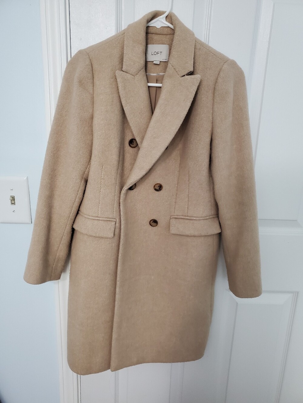 LOFT Double-Breasted Camel Wool Coat
